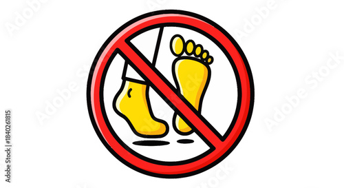 Prohibited Bare Feet Sign: A Visual Depiction of Restriction and Caution for Specific Areas