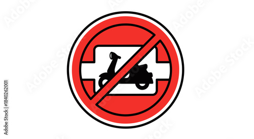 Prohibition Sign: Scooters Prohibited in Designated Area, No Mopeds Allowed in this Zone