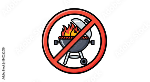 Prohibited Grilling Sign: A Clear Visual Warning In Simple, Eye-Catching Circular Design