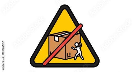 Prohibited Lifting Warning Sign Depicting A Person with a Parcel, Vector Style