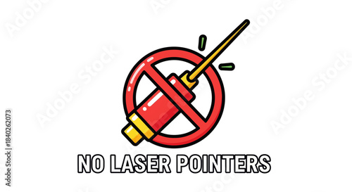 Prohibited Laser Pointers Warning Icon In Circle Sign, Forbidden Illustration Concept Design
