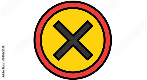 Prohibition Sign: Vector Icon Of Restricted Areas With The Cross Symbol In a Circle