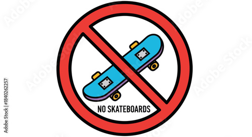 Prohibited Skateboarding: A Clear Sign Indicating No Skateboards Are Allowed in This Area