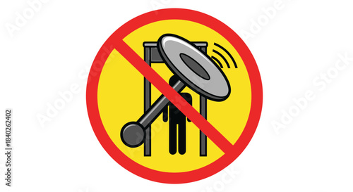 Prohibited Usage Of Security Metal Detector Instrument At The Entrance Area Illustration