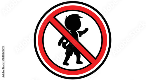 Prohibited Zone: Caution Symbol For Children, Safety Warning Against Access