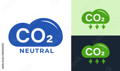 CO₂ Neutral Green Label. Carbon Neutral Emblem Badge Design.
