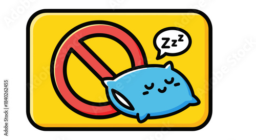 Prohibiting Sleep Icon: Cartoon Illustration Depicting Rest Restriction on a Vibrant Background