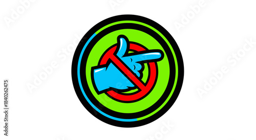 Prohibition Gesture Illustration: A Vibrant Circular Badge of Dissent and Refusal