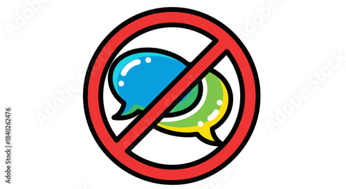 Prohibiting Verbal Dialogue and Communication Depicted Through A Negative Sign