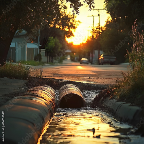 A sink is filled with water and the water is coming out of the faucet