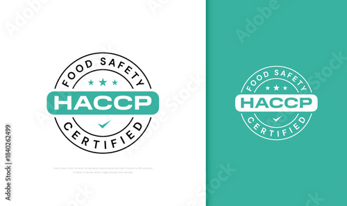 HACCP Food Safety Certification Label. HACCP Food Safety Standard Stamp Icon.