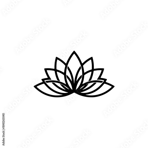 Stylized lotus flower outline icon vector art. minimalist floral graphic illustration of a blooming water lily for design projects. isolated on transparent background