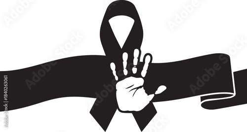 World aids day black ribbon hand gesture raising awareness and support global health concern