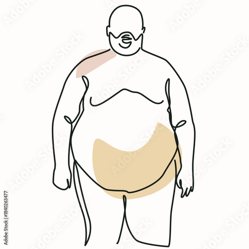 Obese men one line drawing. Obese men single line illustration. Obese men minimalist line art. Obese men vector art.eps