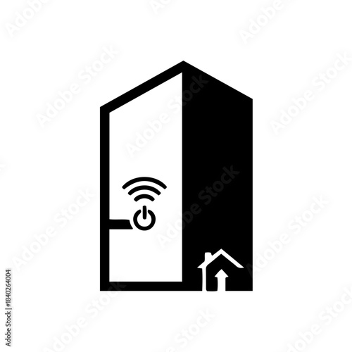 Smart home automation icon showing connectivity and power symbol, representing modern living and technological convenience in residential spaces isolated on transparent background