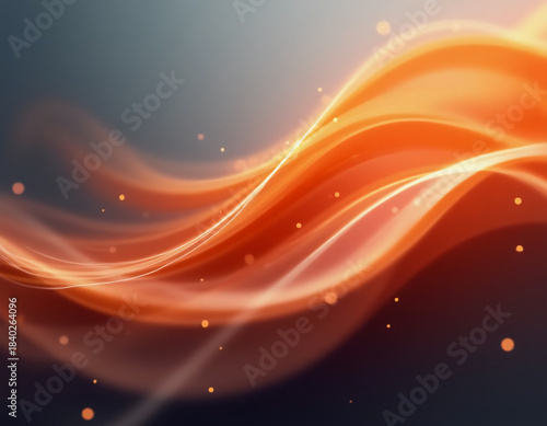 Vibrant swirls of orange and gold dance gracefully across a dark backdrop, emanating warmth and energy, creating an enchanting visual symphony of light and motion Generative AI