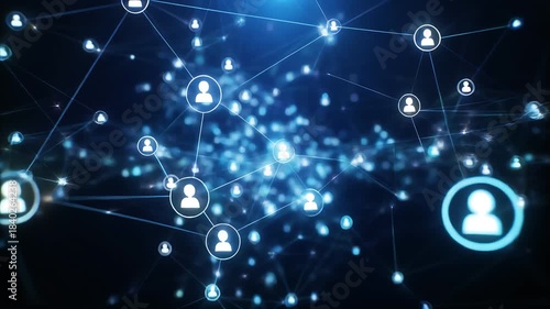 Digital Network Visualization with User Connections Animation