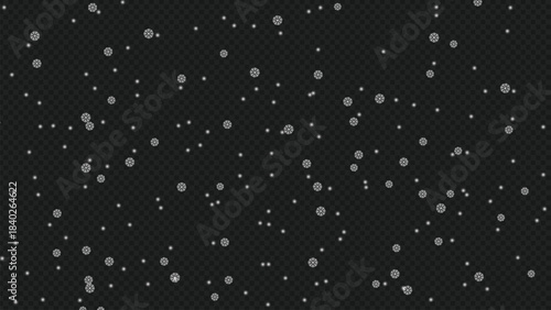 Snowflakes falling, winter background, white snow flying background