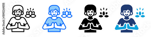 Mindfulness Icon Set Multi Style Vector Illustration