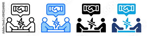 Conflict Resolution Icon Set Multi Style Vector Illustration