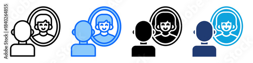 Self Reflection Icon Set Multi Style Vector Illustration