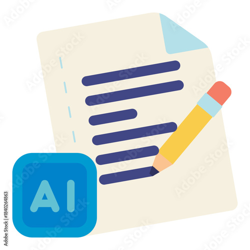 ai powered content writer flat icon