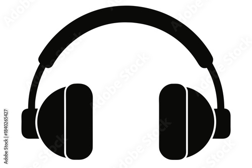 Headphone vector silhouette, earphone icon black symbol
