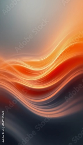 Gentle waves intertwine in a mesmerizing blend of warm oranges and cool blues, creating a harmonious display that draws the eye into its flowing patterns Generative AI