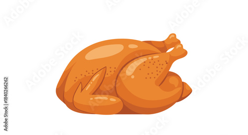 A cartoon illustration of a perfectly roasted golden brown whole turkey, ready for a festive holiday meal or celebration.