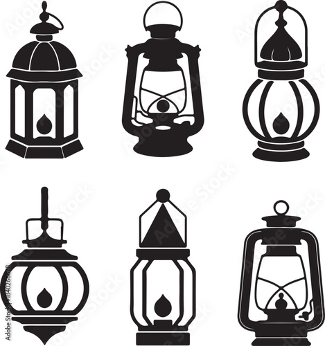 Collection of vintage lantern silhouettes