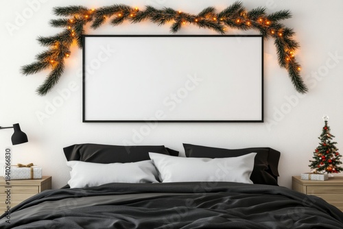 Minimalist Bedroom Christmas Poster Mockup