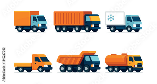 Truck vector illustration, delivery, vehicles, logistics, flat vector design