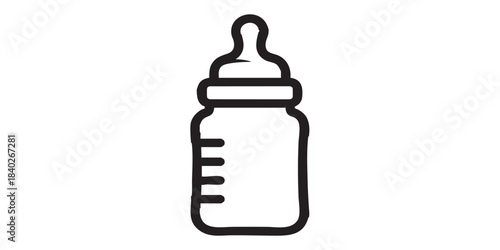 Clean outline vector design of baby bottle icon	