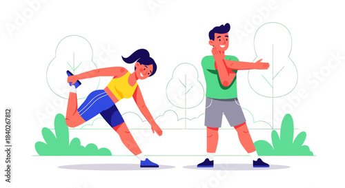 People Enjoying Outdoor Activities Demonstrating Wellness and Physical Training Together