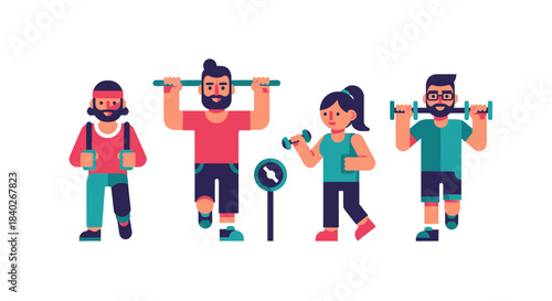 People Doing Workout Using Various Tools For Health, Fitness And Well-Being