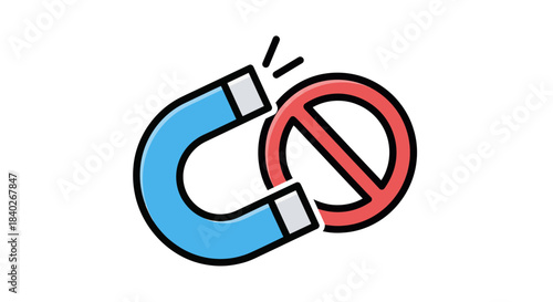 Magnetism Rejection Concept Depicted In A Vibrant And Modern Graphic Design Illustration