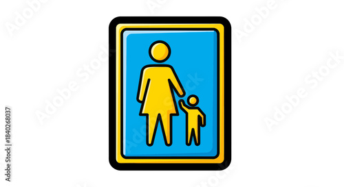 Pictogram Of Mother And Child Indicating Family Zone Or Rest Area With Sign