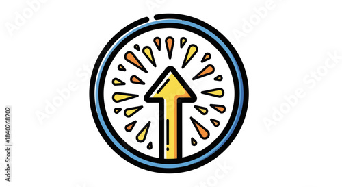 Positive Growth Arrow Symbol In Circular Design Representing Advancement and Improvement