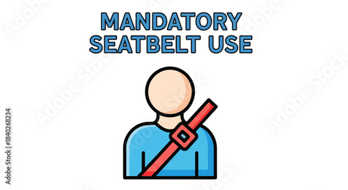 Mandatory Seatbelt Use: Cartoon Illustration Depicting Passenger Safety and Road Regulations
