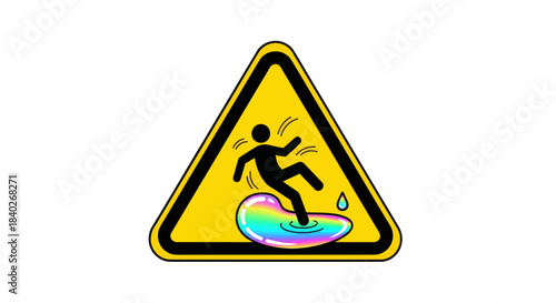 Precautions: Slippery Surface Warning, Abstract Art, Creative Conceptual Design Sign
