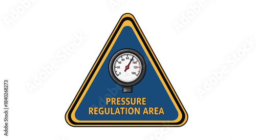 Pressure Regulator Area Warning Sign, Engineering, Gauge, Industrial Emblem and Symbol