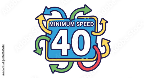 Minimum Speed Limit Sign Graphic With Arrows Indicating Proper Travel Speed