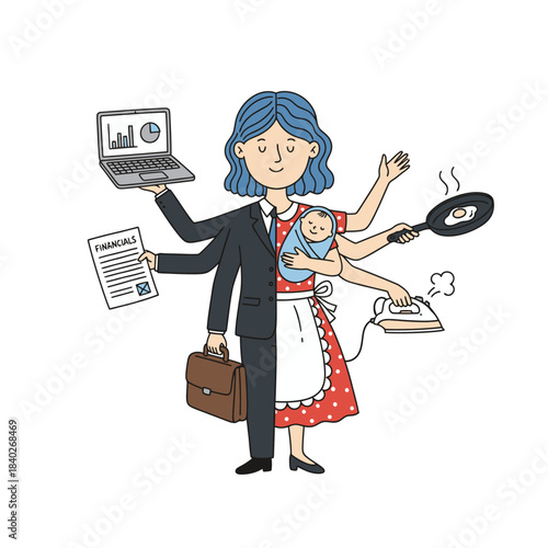 Multitasking woman: Work-life balance  multitasking, woman, mother, work-life balance