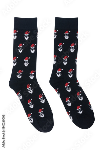 socks with Christmas pattern isolated on white background