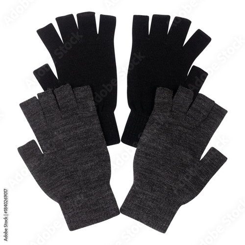pair of black and grey gloves isolated on a white background