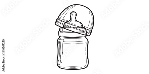 Clean outline vector design of baby bottle icon	