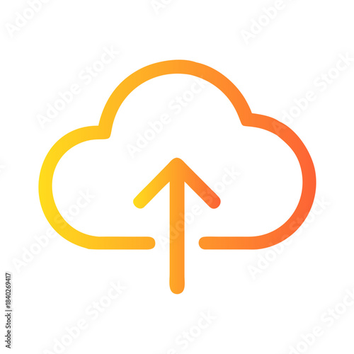 a flat gradient outline icon of a cloud upload for web and graphic design
