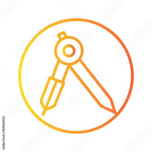a flat gradient outline icon of a compass tool for web and graphic design