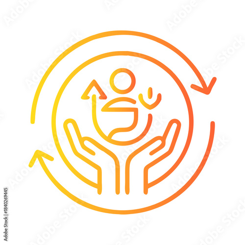 a flat gradient outline icon of a corporate responsibility for web and graphic design