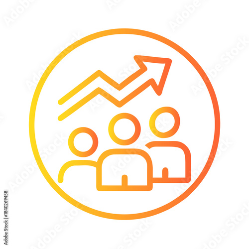 a flat gradient outline icon of a community growth for web and graphic design